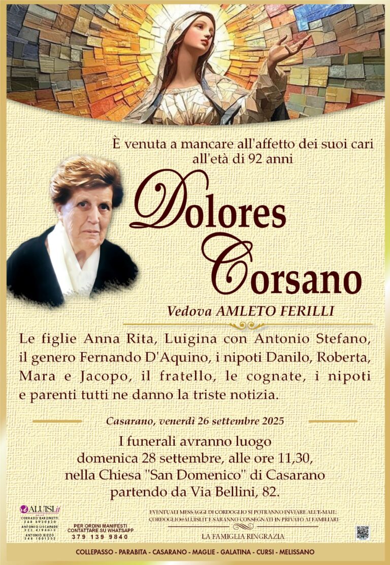 annuncio DOLORES TERESA CORSANO