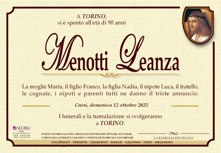 Annuncio MENOTTI LEANZA CURSI - TORINO