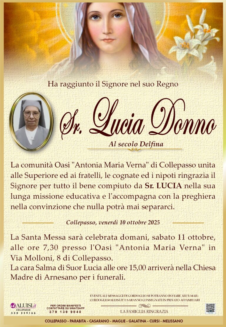 annuncio SUOR DELFINA