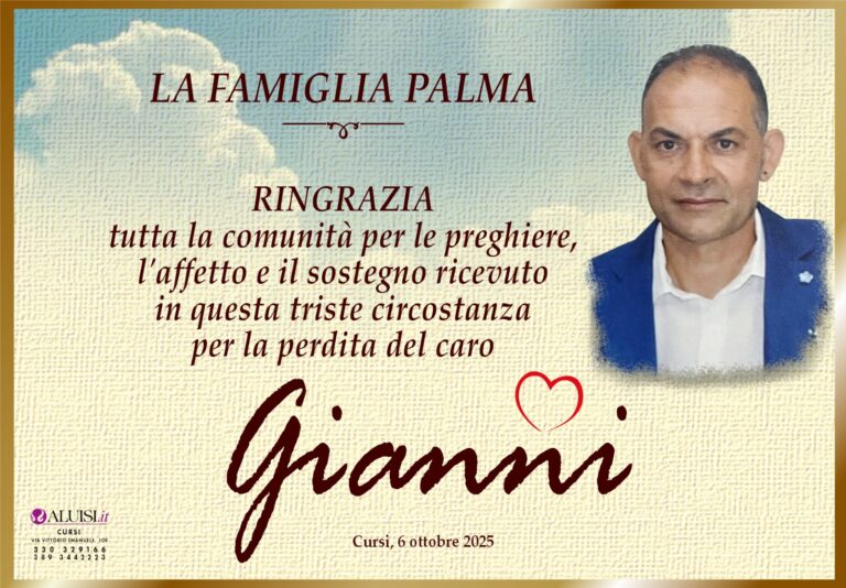 ringraziamento gianni palma