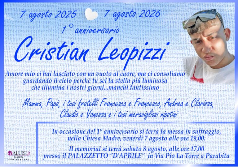Anniversario CRISTIAN LEOPIZZI PARABITA
