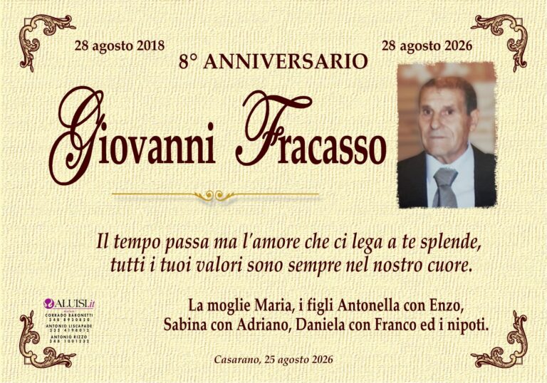 Anniversario FRACASSO GIOVANNI CASARANO 2026