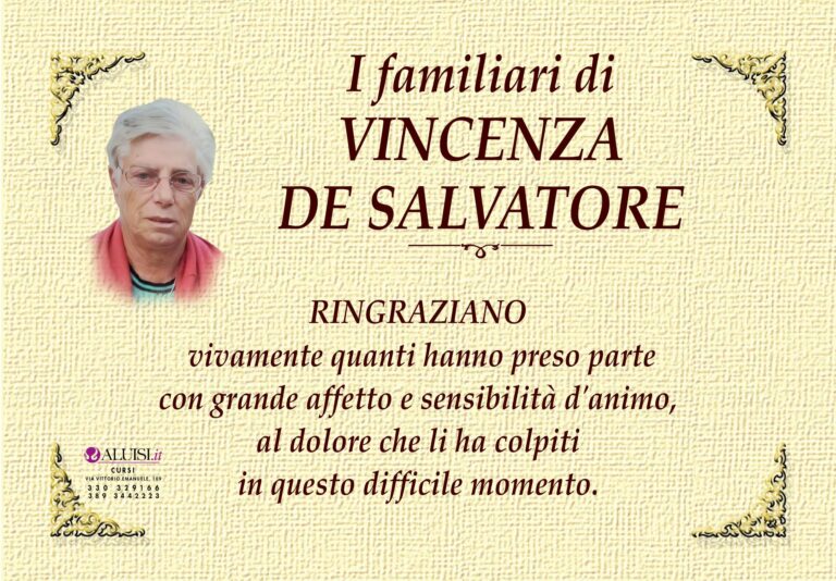 Ringraziamenti paese DE SALVATORE