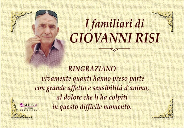 Ringraziamenti paese GIOVANNI RISI
