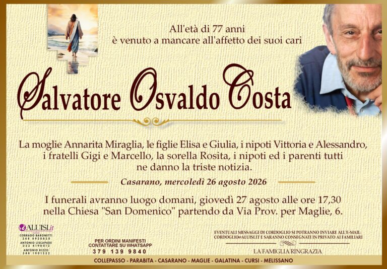 annuncio SALVATORE OSVALDO COSTA