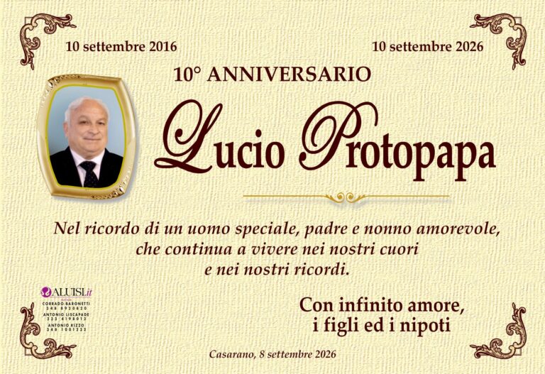 Anniversario Lucio Protopapa 10 settembre 2026