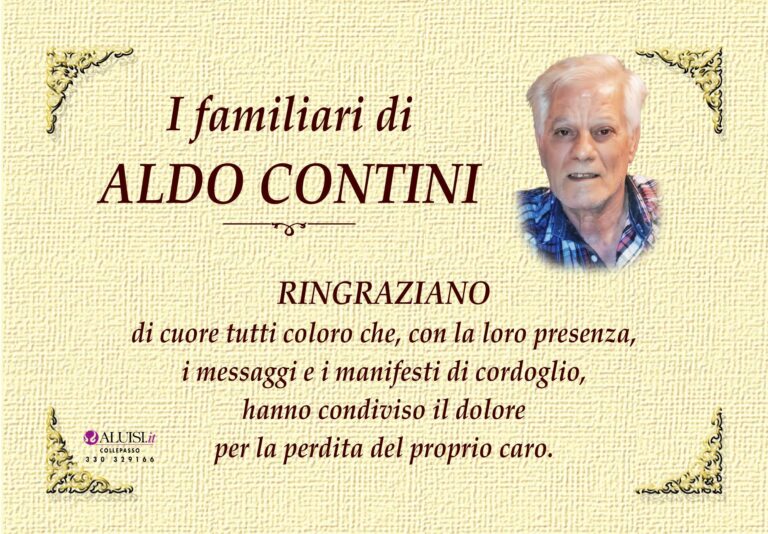 Ringraziamenti paese ALDO CONTINI