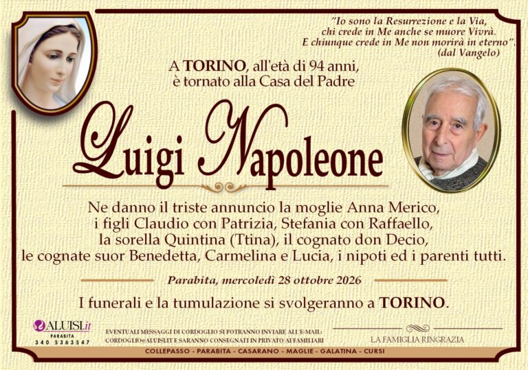 Luigi Napoleone Parabita Torino annuncio
